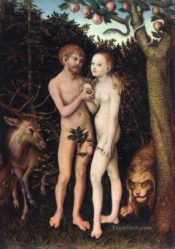 Adán y Eva 1533 religioso Lucas Cranach el Viejo desnudo Pinturas al óleo